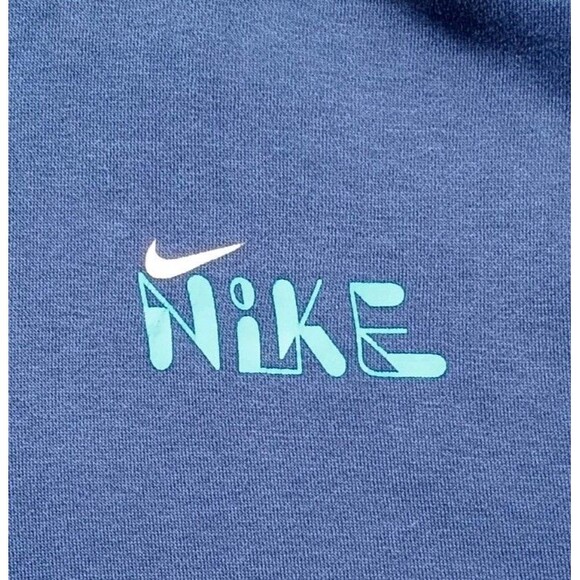 Nike Pullover Hoodie Men's Small Space Graphic Fleece Blue Long Sleeve - Picture 4 of 8
